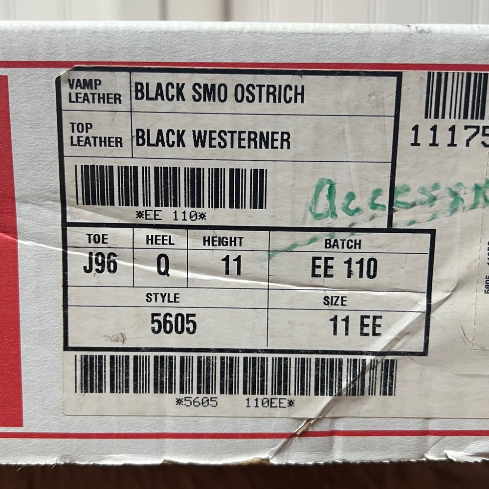 Justin Roper Black Smooth Ostrich Cowboy Boots 11 EE Western - Picture 7 of 9